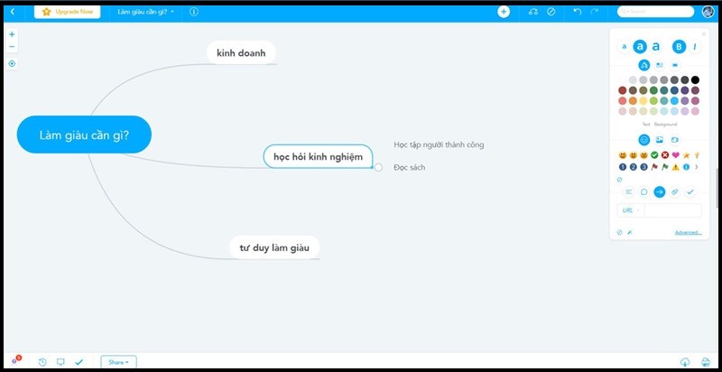 Giao diện làm việc của Mindmeister